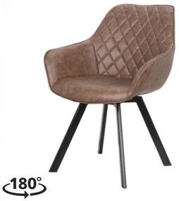 Eetkamerstoel - Ringo - Draaibaar - Lederlook bruin