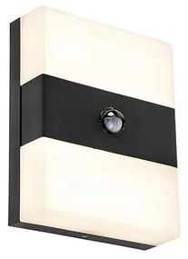 Buitenwandlamp zwart IP44 incl. LED met bewegingsmelder - Dualy