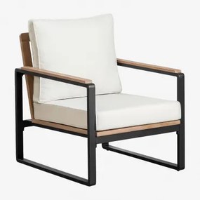 Giselle fauteuil van aluminium en acaciahout Zwart - Sklum