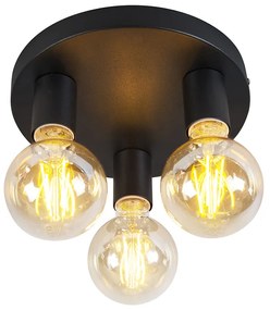 Moderne plafondlamp zwart rond - Facil 3 Klassiek / Antiek E27 Binnenverlichting Lamp