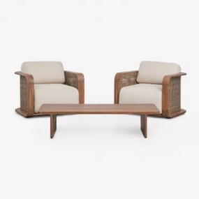 Tuinset Met 2 Fauteuils En Salontafel Van Noira Acaciahout Acacia Bruin - Sklum
