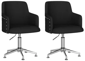 vidaXL Eetkamerstoelen draaibaar 2 st stof zwart