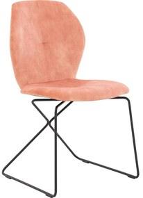 Goossens Excellent Eetkamerstoel Manzini roze velvet stof leuning, modern design