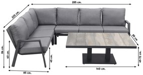 Azoren/Jersey loungeset - met verstelbare tafel - links & rechts