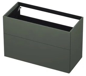 INK P2O Wastafelonderkast - 100x45x65cm - 2 lades - push 2 open - rechte opdekfronten MDF lak Mat beton groen 1259123
