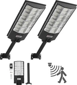 VEVOR Solar Straatverlichting 450.000LM, 8000W Straatlantaarn, Solarverlichting met Schemersensor, LED-schijnwerper met Bewegingsmelder, IP67 Waterdichte Buitenverlichting, voor Oprit &amp; Tuin, 2-pack