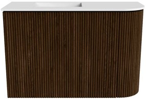 Mondiaz Joya 60cm toiletmeubel ronding rechts walnut met wastafel faye links zonder kraangat talc