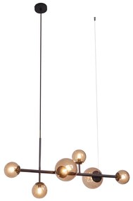Eettafel / Eetkamer Hotel Chique hanglamp donkerbrons met brons glas 6-lichts - MonacoHotel chique G9 bol / globe / rond Binnenverlichting Lamp
