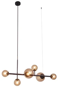 Eettafel / Eetkamer Hotel Chique hanglamp donkerbrons met brons glas 6-lichts - MonacoHotel chique G9 bol / globe / rond Binnenverlichting Lamp