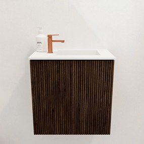 Mondiaz Joya 40cm toiletmeubel walnut met wastafel faye rechts 1 kraangat talc
