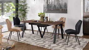 AVERY eik bruin/onderkant zwart - LOFT/INDUSTRIËLE TAFEL VOOR WOONKAMER/EETKAMER UITKLAPBAAR TOT 290 cm!