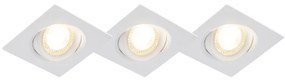 Set van 3 inbouwspots wit incl. LED 3-staps dimbaar - Miu Modern vierkant Binnenverlichting Lamp