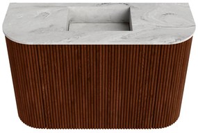 Mondiaz Joya DLux 65cm toiletmeubel ronding links/rechts ruby met wastafel faye midden zonder kraangat glace