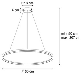 Eettafel / Eetkamer Hanglamp goud 60cm incl. LED 3-staps dimbaar - Girello rond Binnenverlichting Lamp