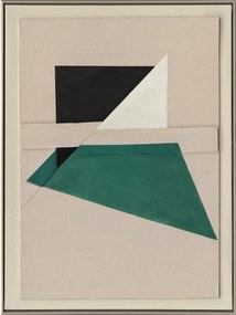 Handbeschilderde canvasdoek Green Shapes met frame