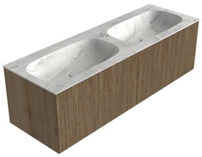 Mondiaz Kurve-dlux 140cm badmeubel dusk met 2 lades en wastafel stor small dubbel zonder kraangat opalo