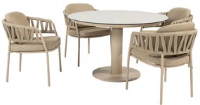 Taste by 4 Seasons Calma tuinset latte met Sarah tafel 120 cm Tuinstoel   taupe weerbestendig