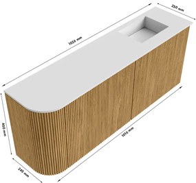 Mondiaz Joya DLux 100cm toiletmeubel ronding links oak met wastafel faye rechts zonder kraangat lava