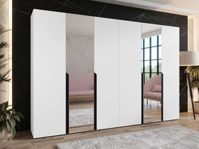 Kledingkast Hartford 588, Wit, Zwart, 202x300x52cm, 210.5 kg, Kledingkast deuren: Met scharnieren