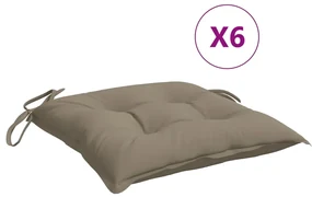 vidaXL Stoelkussens 6 st 50x50x7 cm stof taupe