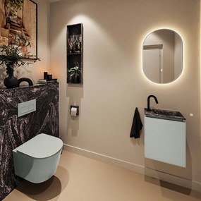 Mondiaz Ture DLux toiletmeubel 40cm greey met wastafel lava rechts met kraangat