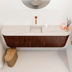 Mondiaz Joya DLux 125cm toiletmeubel ronding links/rechts ruby met wastafel faye midden zonder kraangat meli