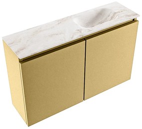 Mondiaz Ture DLux toiletmeubel 80cm oro met wastafel frappe rechts met kraangat