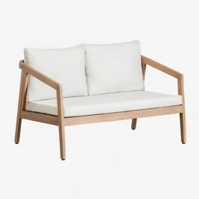 Tuinbank Voor 2 Personen Van Acaciahout Kaela Lichte Acaciekleur & Stof Gardenia Wit - Sklum
