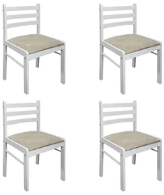 vidaXL Eetkamerstoelen 4 st massief rubberwood en fluweel wit