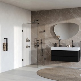 Brauer Void Carving profielloze douchecabine 80x100cm zwart mat