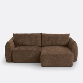 Ombouwbare hoekbank met koffer, in gemêleerde chenille stof, Edith