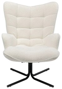 Kare Design Oscar Draaibare Fauteuil Boucle Creme Met Hoge Rug