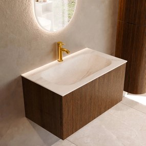 Mondiaz Kurve-dlux 80cm badmeubel dusk met 1 lade en wastafel big small midden 1 kraangat ostra