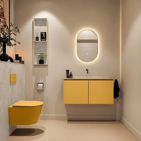 Mondiaz Ture DLux toiletmeubel 100cm ocher met wastafel opalo midden zonder kraangat