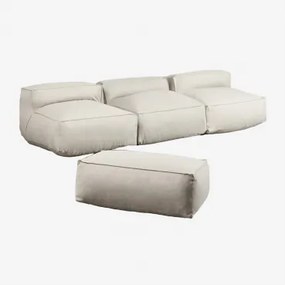 Dojans 3-delige Modulaire Bank En Tuinpoef Beige - Semoline - Sklum