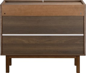 Kastje Walnoot Met Stoffen Deuren 90 Cm - 90x40x60cm.