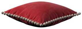 Dekoria Kussenhoes Wera met pompons, rood 45 x 45 cm