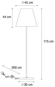 Retro vloerlamp messing met Plisse kap crème 45 cm - Kaso Retro E27 rond Binnenverlichting Lamp
