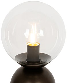 Hotel chique tafellamp donkerbrons met helder glas - Pallon TrendHotel chique E27 bol / globe / rond Binnenverlichting Lamp