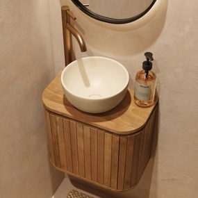 Livli Estrela toiletmeubel links 40cm ribbelfront met waskom in ivoor
