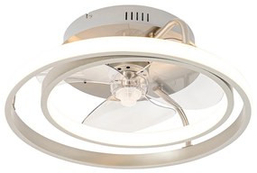 Plafondventilator met lamp staal incl. LED met afstandsbediening - Kees Design rond Binnenverlichting Lamp