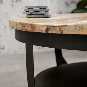 Dimehouse | Salontafel Baldo diameter 90 cm x hoogte 43 cm x dikte 3 cm bruin salontafels mangohout tafels meubels | NADUVI outlet