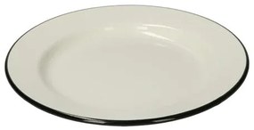 Bord, emaille, zwart/wit,Ø 22 cm