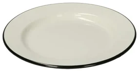 Bord, emaille, zwart/wit,Ø 22 cm