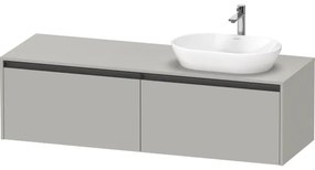 Duravit Ketho 2 wastafelonderbouwkast incl. consoleplaat met 2 laden voor waskom rechts 160x55x45.9cm met handgrepen antraciet betongrijs mat K24889R07070000