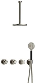 Hotbath Cobber IBSW70 Regendoucheset inbouw - 30cm plafondarm - 20cm ronde hoofddouche - 3 standen handdouche - Geborsteld nikkel IBSW70GN13
