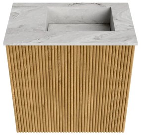 Mondiaz Joya DLux 40cm toiletmeubel oak met wastafel faye rechts zonder kraangat glace