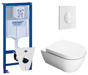 QeramiQ Salina toiletset met inbouwreservoir, closetzitting met softclose en bedieningsplaat wit 0720003/0729205/sw1271/