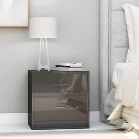 vidaXL Nachtkastjes 2 st 40x30x40 cm spaanplaat hoogglans grijs