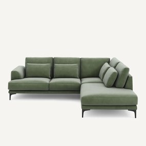 Linkse hoekbank met leuning in fluweel, Marsile